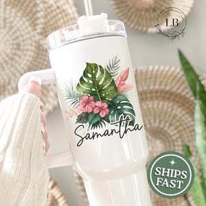 Monstera Tumbler Personalized 40oz Monstera Tumbler for Monstera travel cup, Gift for Monstera lover travel mug, plant lover travel mug gift