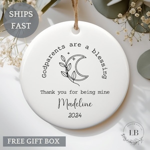 Godparent ornament from godchild, Custom godparent gift, Godparent thank you, godmother godfather gift, Personalized godparents gift
