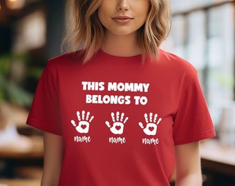 Custom Mom Shirt From Children, Personalized Mom & Kids Hands Shirt, Family With Kids Names, Mothers Day Gift From Kids, Mom Kids Hands Tee