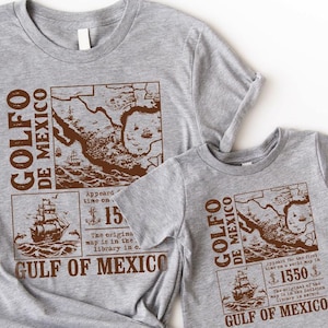 Golf von Mexiko Karte Shirt, Vintage Seekarte T-Shirt, 1550 Meereserkundungsshirt, historisches maritimes Geschenk für ihn