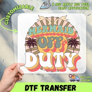 Meerjungfrau Freizeit DTF Transfer für T-Shirts - Retro Beach Summer Heat Press Design für DIY Shirts, Sublimationsalternative