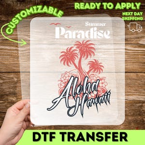 Hawaiian Aloha DTF Transfer for T-Shirts – Summer Paradise Palm Tree Heat Press Design for DIY Tropical Beach Apparel