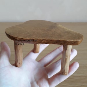 1:12 scale Wooden table / Dollhouse miniature pear shaped natural wood table / Rustic whimsical Fairy table / miniature table / OOAK