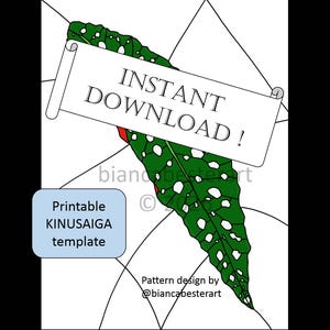 Druckbare Vorlage für ein Begonienblatt mit Polka-Dot-Muster – Sofortiger digitaler Download (PNG, inklusive Anleitung)