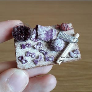 1:12 scale Dollhouse miniature Beetroot pasta preparation board / natural dyed pasta / miniature Farfalle Bow Tie pasta / Italian food /OOAK