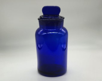 Pot d'apothicaire vintage en verre bleu cobalt -- Fabriqué en Italie