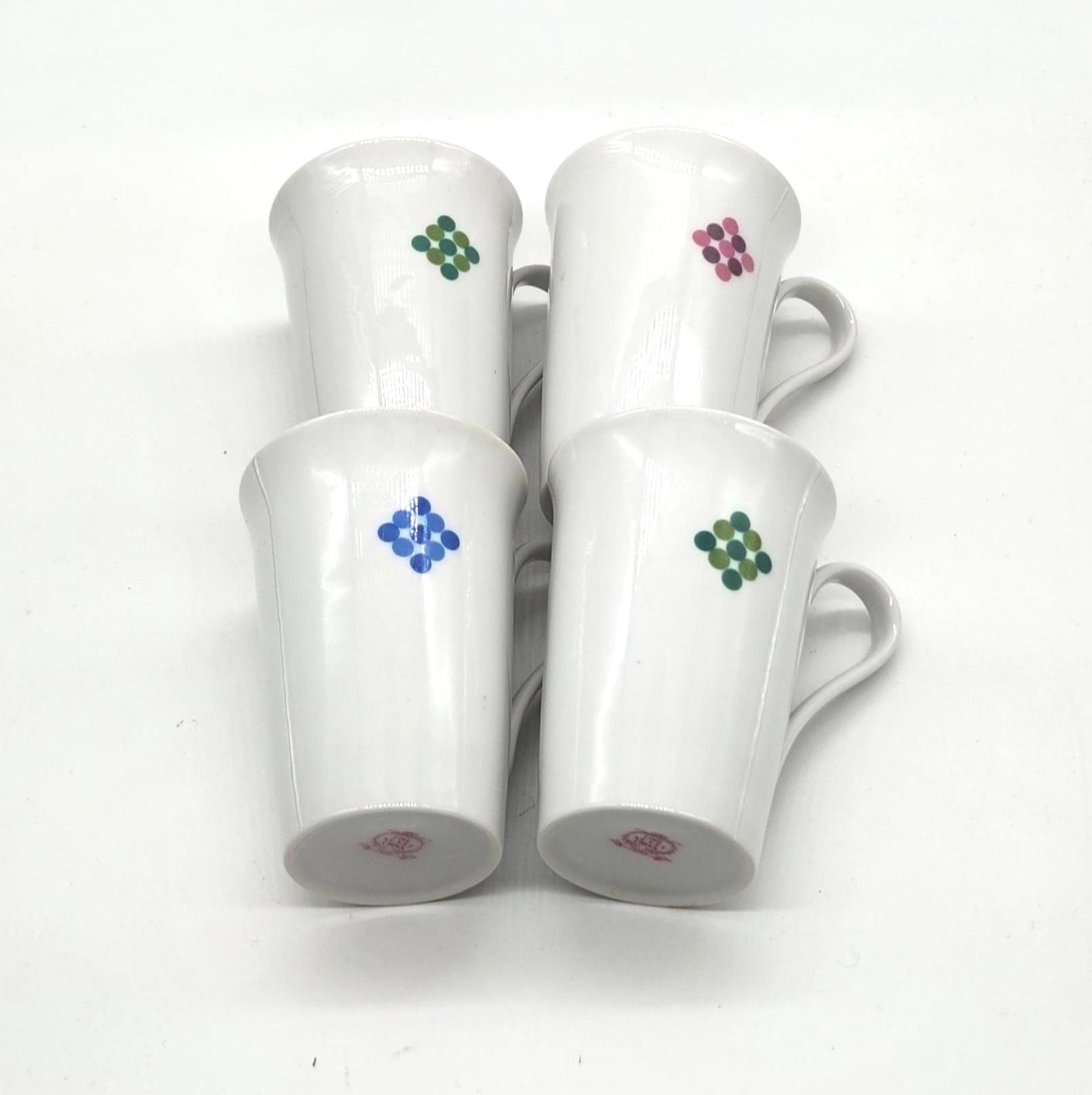 Four SEYEI Fine China MUGS With Nine-dot Design From JAPAN