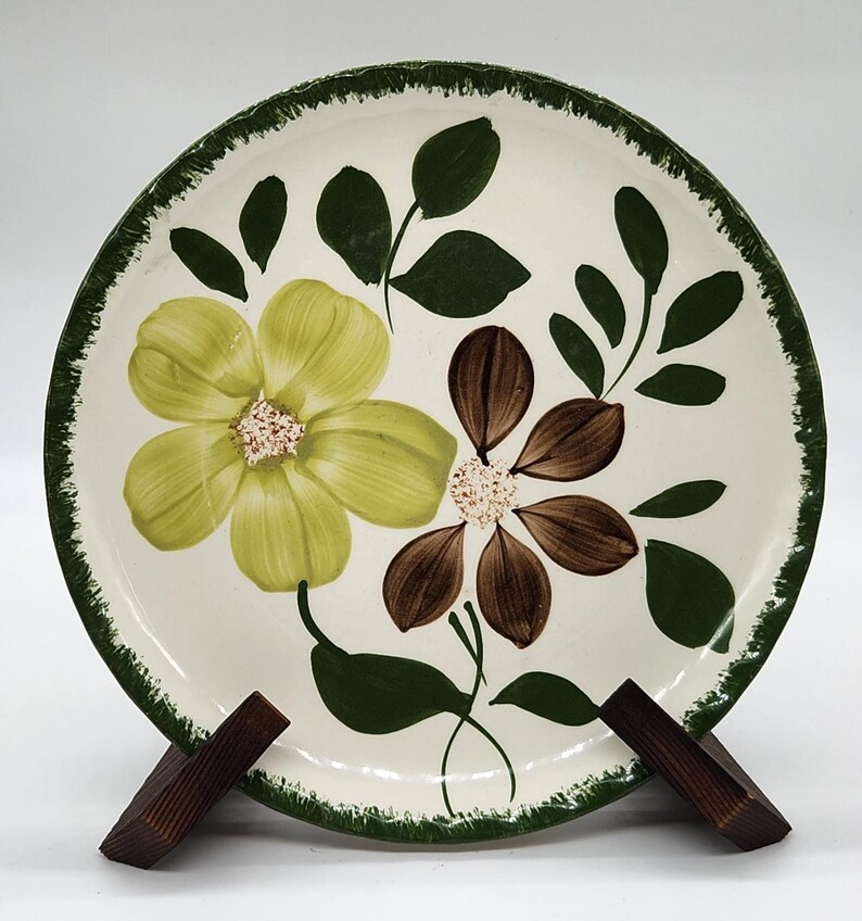 Set of THREE Blue Ridge Southern Pottery 9.25 Dinner Plates in green ...