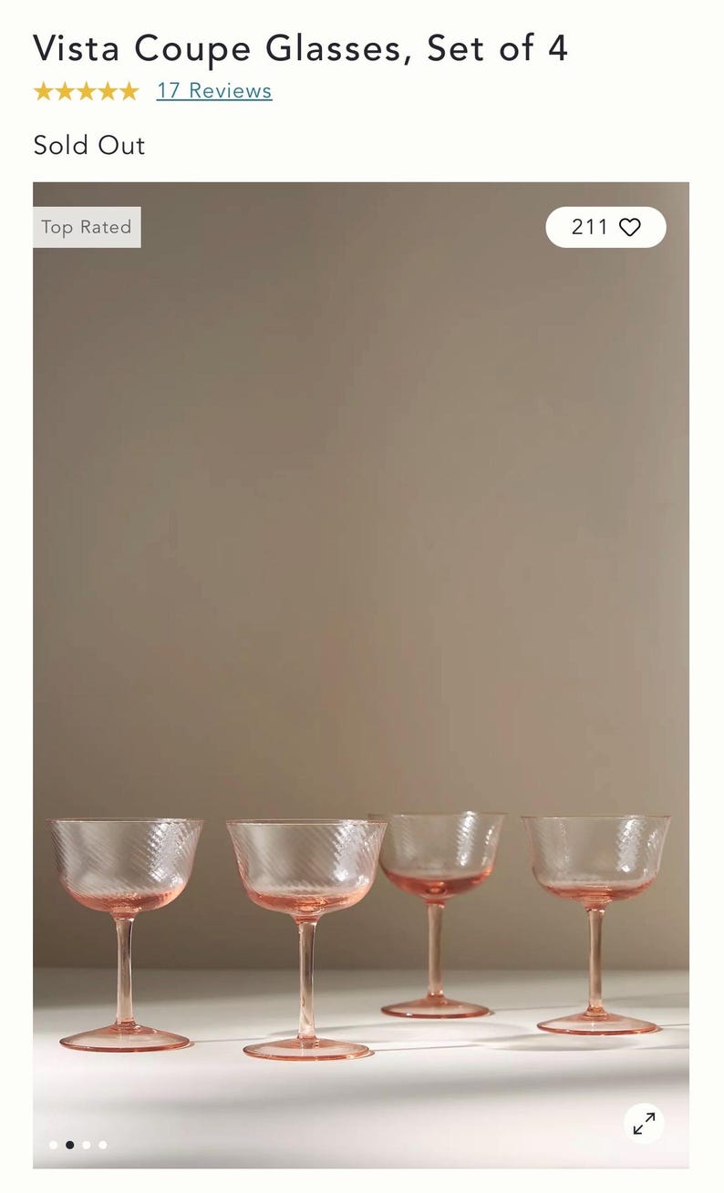 May include: Set of four Vista coupe glasses. Each glass has a pink stem and bowl with a textured, diagonal pattern. The glasses are designed for serving cocktails and other beverages.