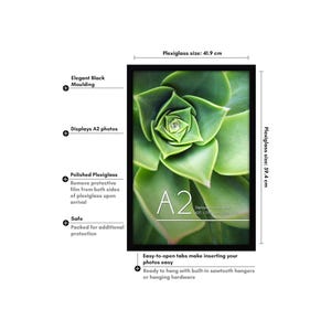 A2 Picture Frame in White - Engineered Wood with Polished Plexiglass - Horizontal and Vertical Formats for Wall - 42x59.4 cm A2 Poster Fame
