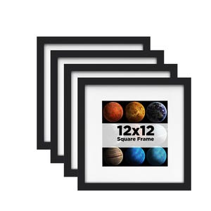 12x12 Picture Frames Black Set of 4, Black White Grey Green Photo Frame with Acrylic Glass for Picture 8x8 with Mat Square Frames
