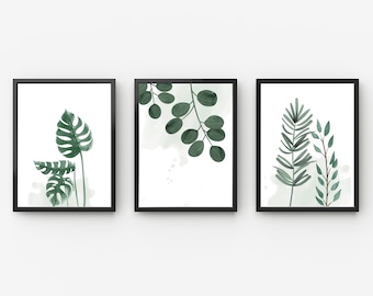 Beautiful Botanical Set of 3 Prints Branches Leaves Botanical Wall Art, Bedroom Wall ,Living Room, Home Décor, Housewarming Gift