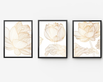 A2 A3 A4 A5 Set of 3 wall art flowers,  prints, botanical wall art décor, living room décor, bedroom wall art