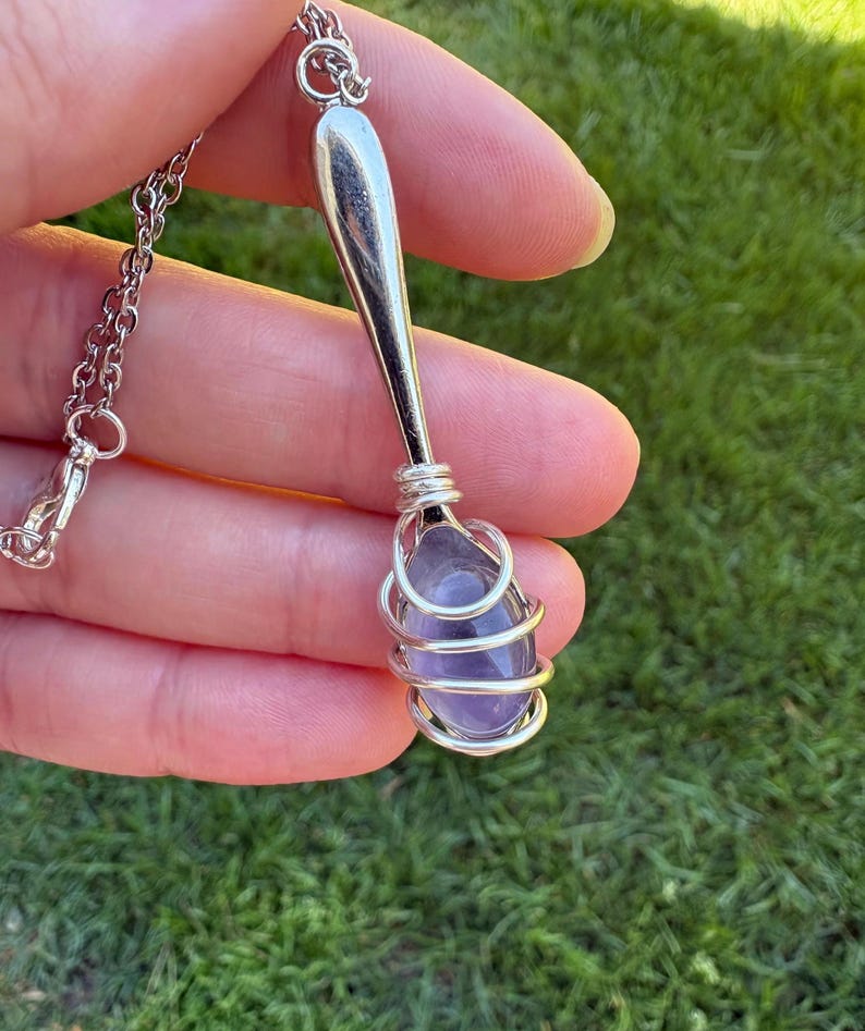 Spoonie Necklace with Amethyst, Chronic Illness Support Jewelry image 3