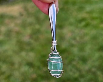 Spoonie Gemstone Pendant, Green Aventurine, Spoon Necklace, Support Gift for Chronic Illness