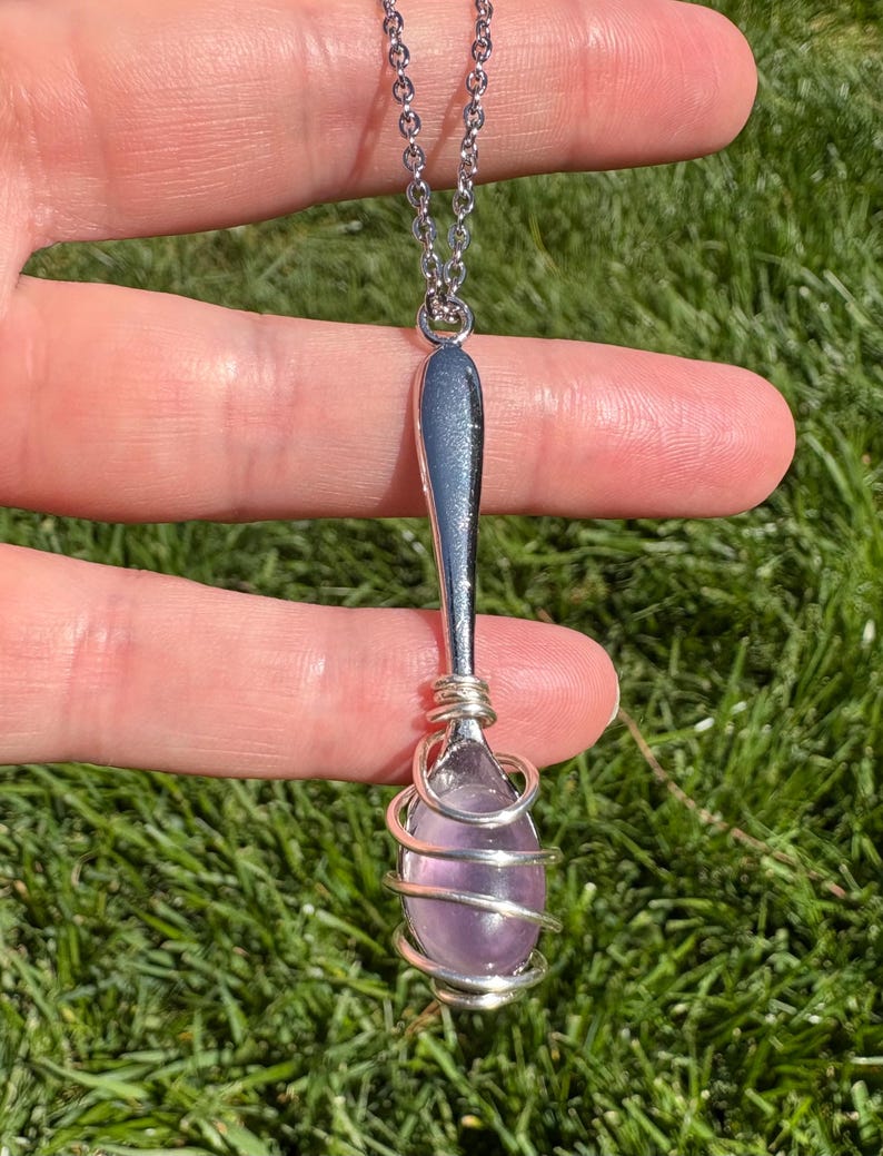 Spoonie Necklace with Amethyst, Chronic Illness Support Jewelry image 2
