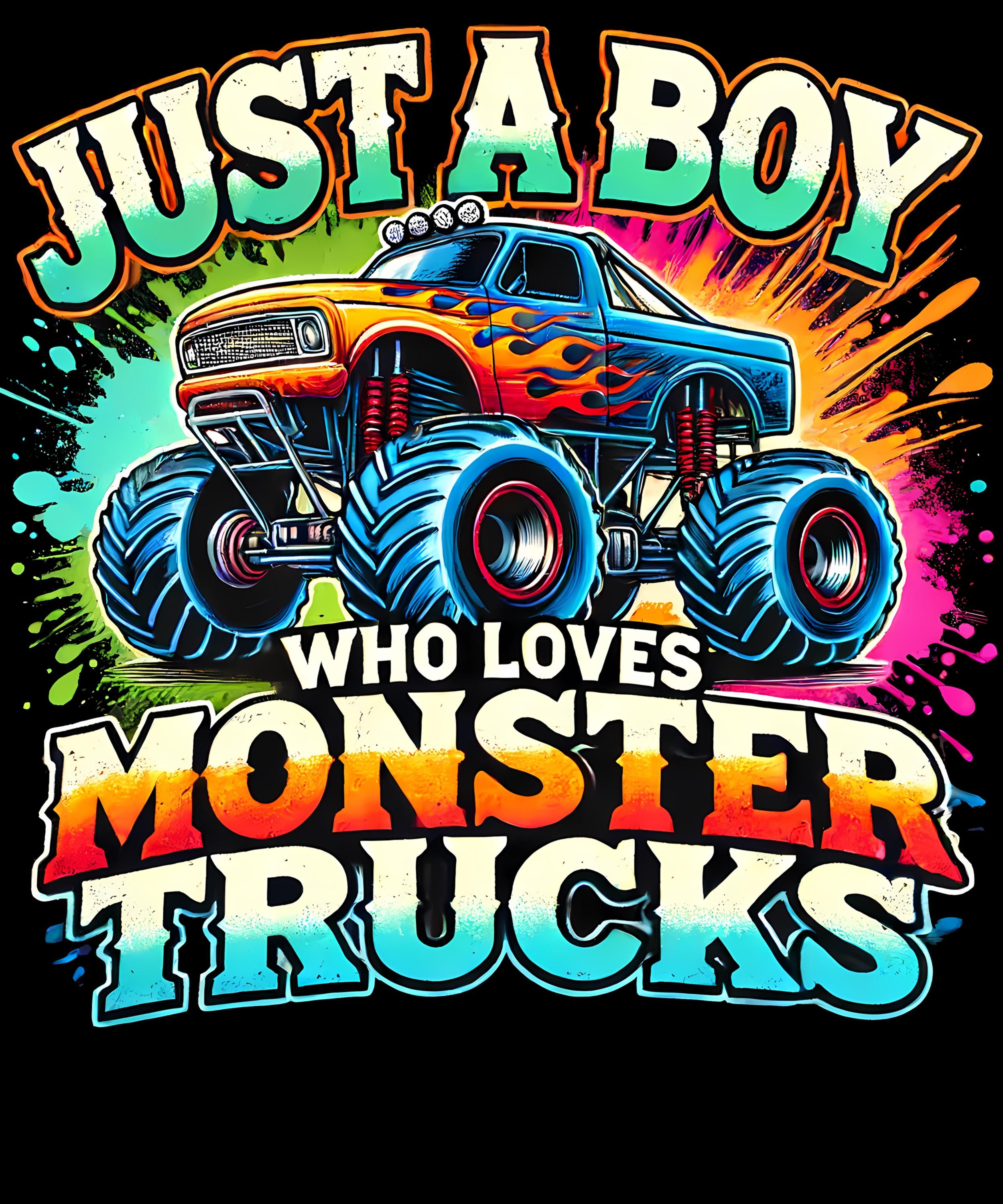 Just A Boy Monster Truck, SVG PNG Digital Download, Boy Lover Gift, Birthday Gift, Boys Clipart, Monster Truck Lover, Digital Files