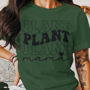Plant Mama T-Shirt, Cute Gardening Tee, Botanical Lover Gift, Women&#39;s Organic Cotton Top, Garden Plant Shirt, Unique Plant Lady Apparel