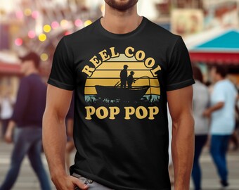 Reel Cool Pop Pop Fishing T-Shirt, Grandfather Gift, Father's Day Fishing Tee, Vintage Style Graphic