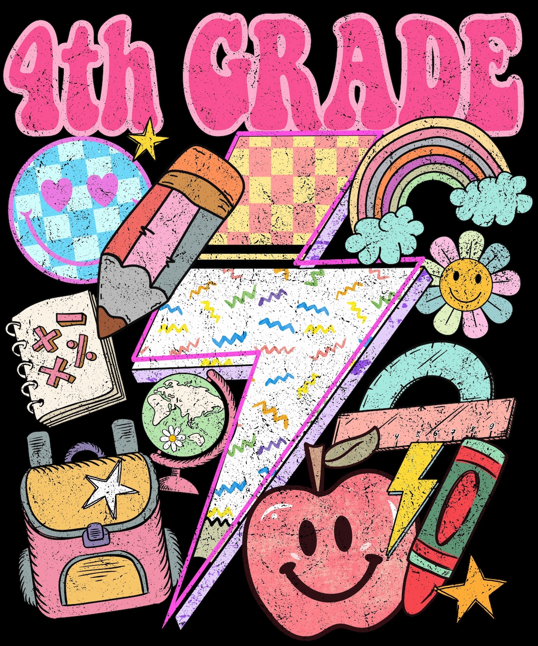 4th Grade Retro Digital Download, Back to School Clipart, Fourth Grade ...