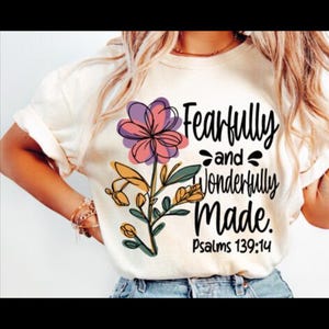 Fearfully Wonderfully Made Digital Print, Floral Christian Wall Art, Psalms 139 14, Bible Verse Printable, Nursery Decor, Digital Download