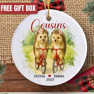 Cousins Ornament Sisters Christmas Ornament, Personalized Cousin Name Ornament, Custom Sister Keepsake Gift Cousins Biking Ornament Present