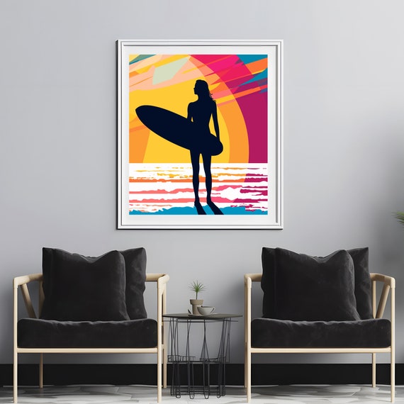 アート・デザイン・音楽 surf surf 21 Neon Graffiti Surfboard Clipart | Vibrant Surf Design