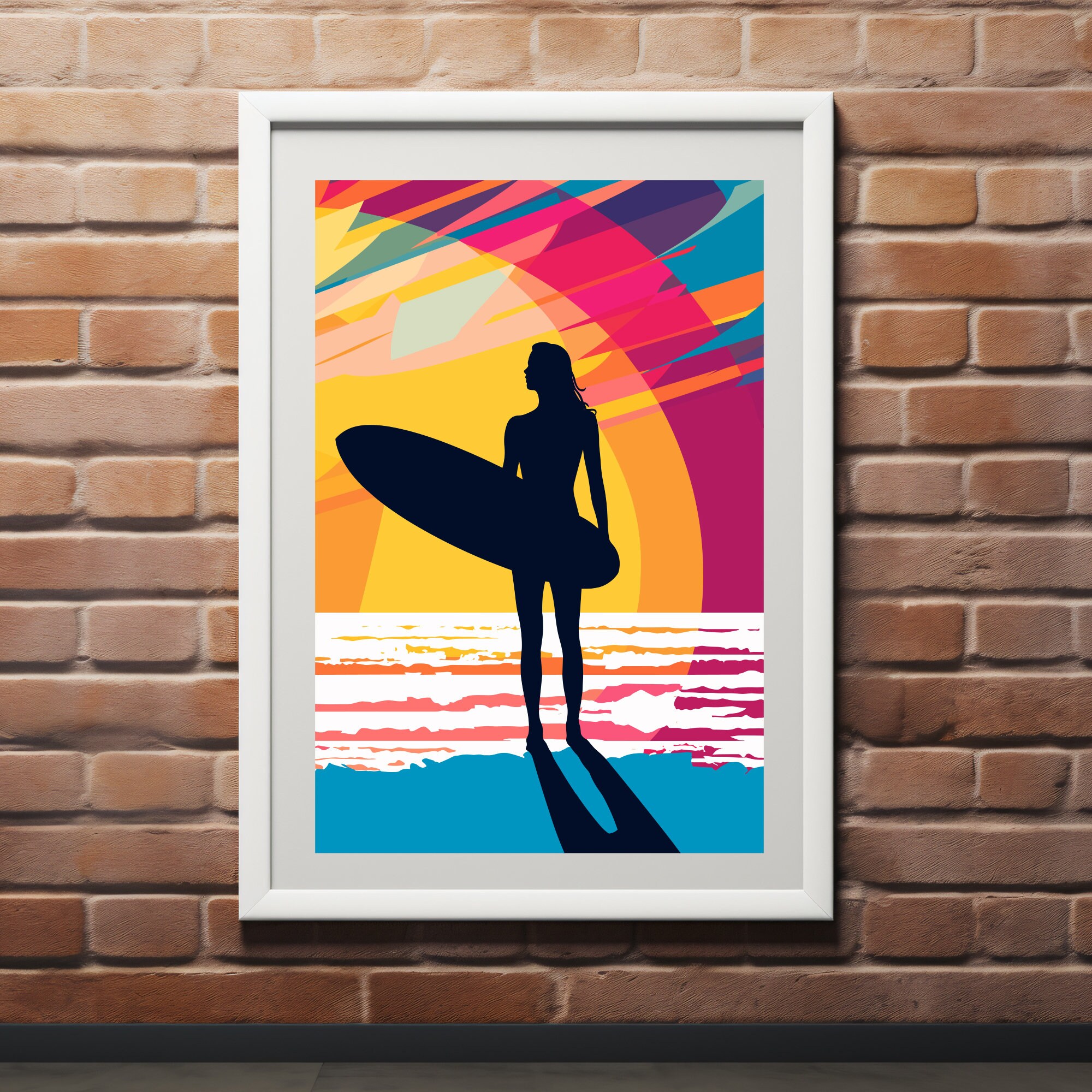 アート・デザイン・音楽 surf surf Surfer Girl Silhouette Pop Art, Surf Artwork, Retro Surf