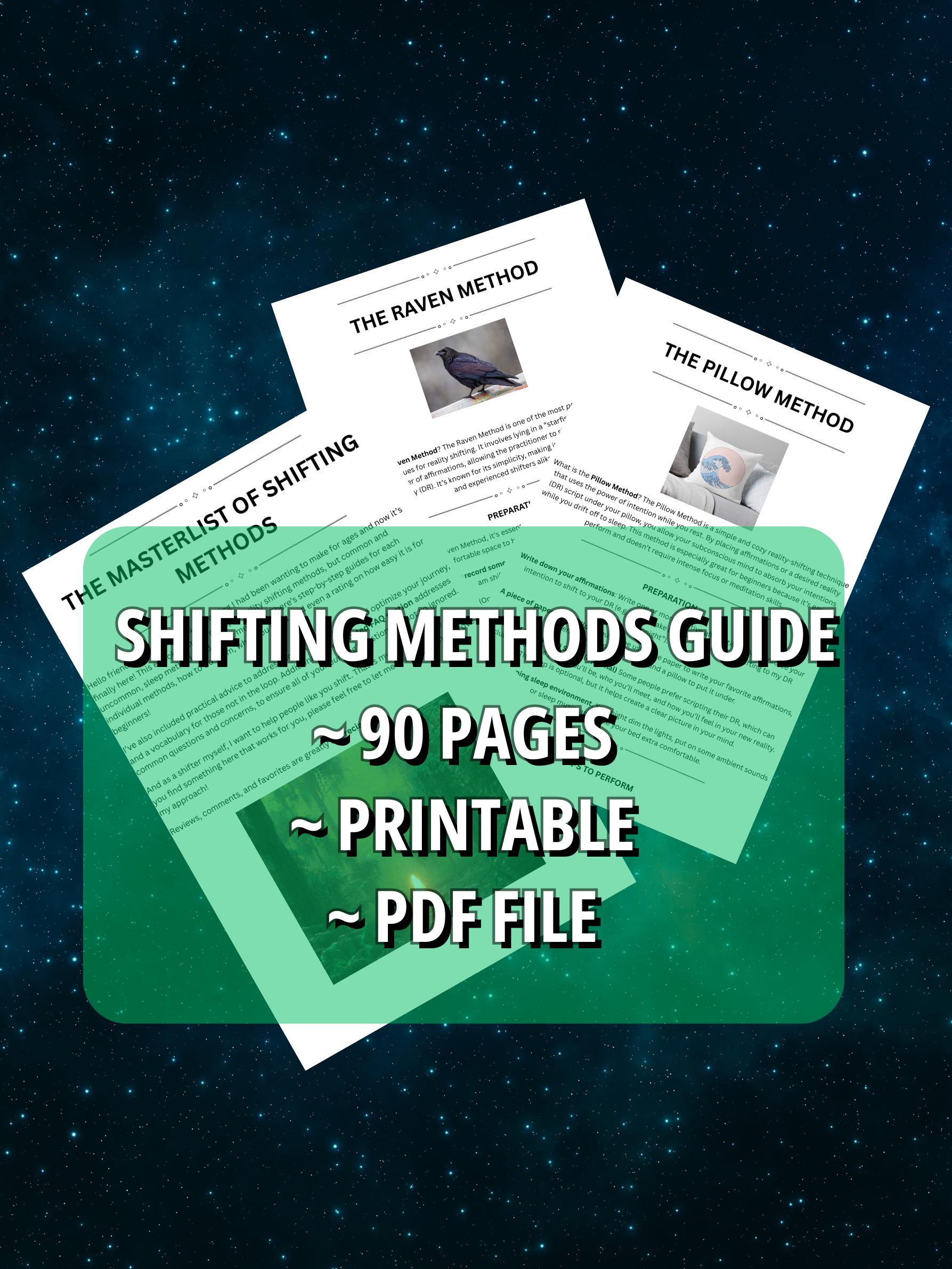 MASTERLIST of SHIFTING METHODS, Reality Shifting Guide, Shifting Ebook ...