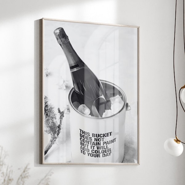 Champagne Poster champagne wall art bar cart decor Cocktail Wall Art wall prints trendy Black and White Luxury Print Wine Bottle Vintage Bar