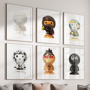 Hypebeast Wall Art Toys Poster Print Bedroom Decor Hypebeast Figure Matching Set of 6 Printable Minimalist Hypebeast Decor Designer Fashion