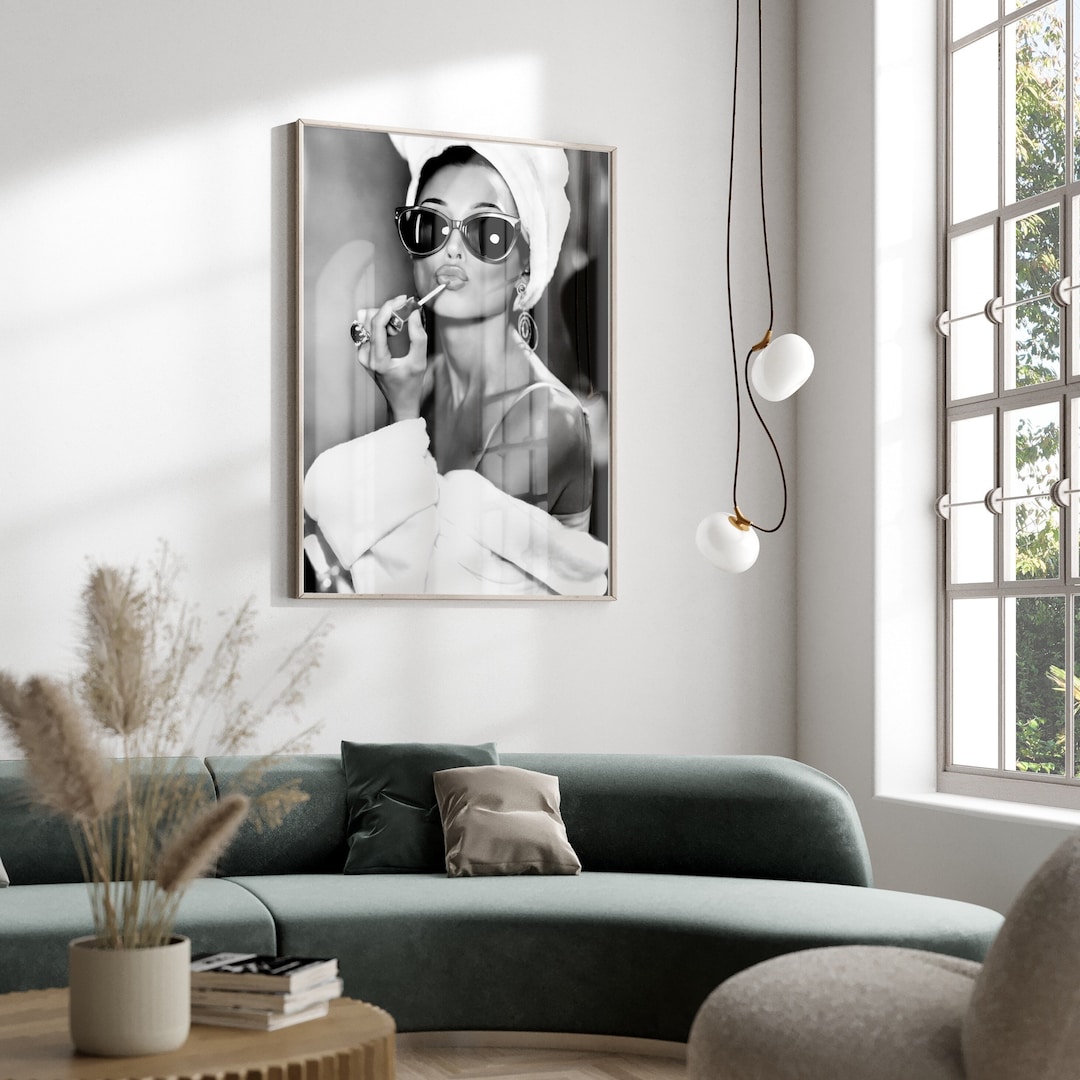 Een set van 6 Audrey Hepburn Lipstick Wall Posters - Retro Art Decayed Zwart -wit Mode Fotografie