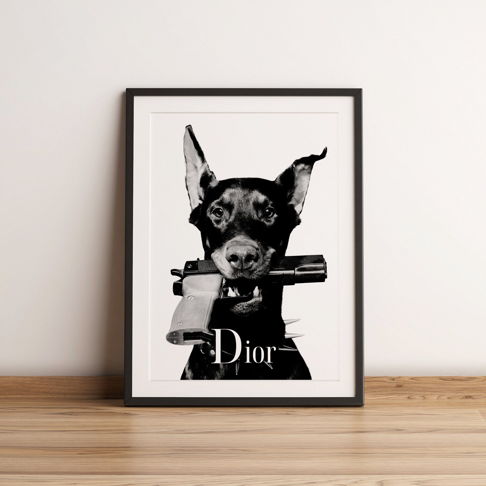Doberman Gun Poster Hypebeast Wall Art Digital Luxury Fashion Poster