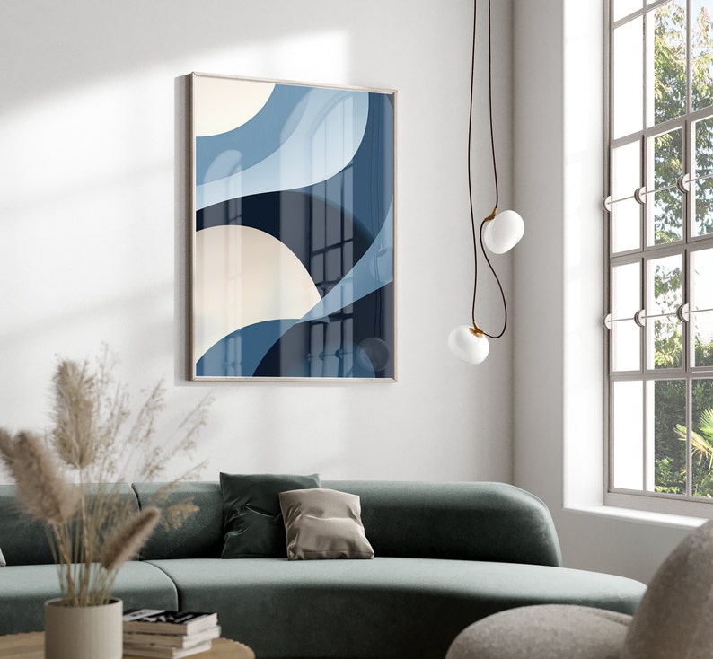 Navy Dark Blue 3 Piece Art Prints Abstract Bedroom Wall Art Blue Wall