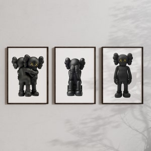 Physical Print Hypebeast Toys Poster Set of 3 Black Gold Hypebeast Figure Minimalist Hypebeast Wall Art Hypebeast Decor Designer Fashion Art