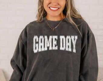 Game Day Sweatshirt Comfort Colors Sweatshirt, Football Crewneck Oversized Gameday Shirt Vintage Tailgate Crewneck Fall Football Sweatshirt