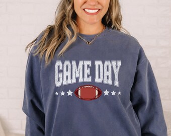 Game Day Sweatshirt Comfort Colors Sweatshirt, Football Crewneck Oversized Gameday Shirt Vintage Tailgate Crewneck Fall Football Sweatshirt