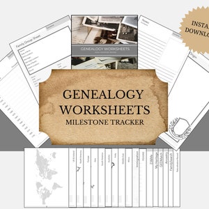 Genealogy Worksheets for Family History Research | Printable Ancestor Tracker | Census, Family Group Sheets, Pedigree Chart PDF