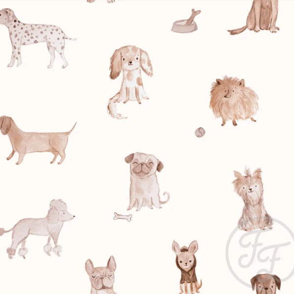 Hunde Jersey - Hochwertiger Baumwolljersey mit Hundemotiv 50cm von Family Fabrics  I OEKO-TEX® STANDARD 100 zertifiziert