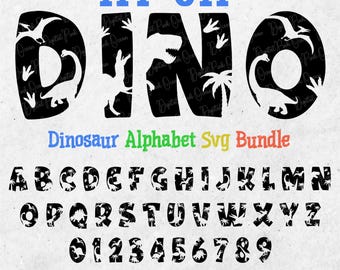 Dinosaurier Alphabet SVG Bundle, Dinosaurier Tff Schrift, Dinosaurier Otf Schrift, Dinosaurier Zahlen svg, Dinosaurier Buchstaben, Trex svg, Dinosaurier Schrift svg