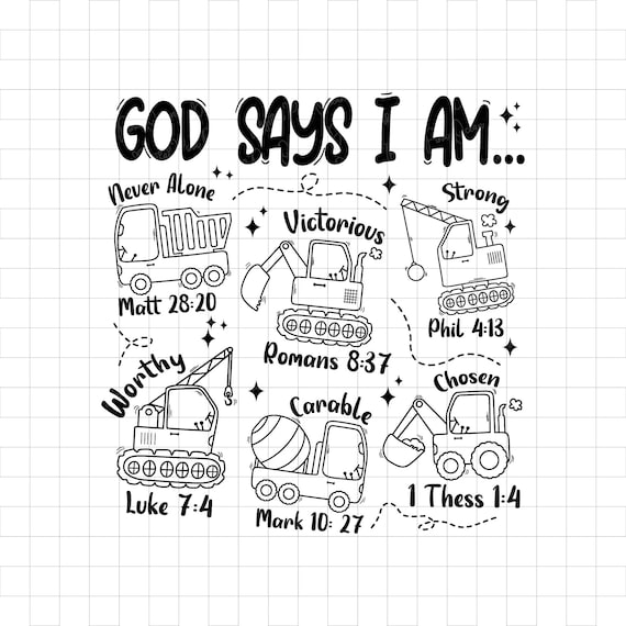 God Says I Am Boys Truck Tshirt SVG PNG DXF, Christian Kids Svg, Biblical Toddler Tee Design, Trendy Boys design, Bible Verse Png, Kids svg