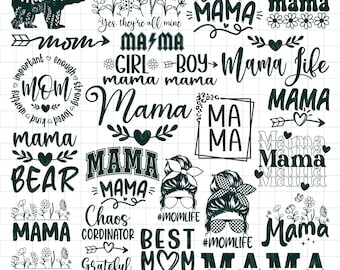 Paquete SVG PNG de mamá, gráficos del Día de la Madre (descarga digital)