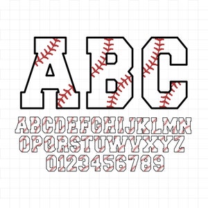 Fuente de béisbol SVG PNG DXF, Letras de béisbol svg, mamá de béisbol svg, softbol svg, alfabeto universitario, letras universitarias, deportes svg, png