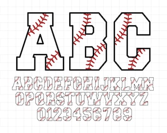 Baseball Font SVG PNG DXF, Baseball Letters Svg, Baseball Mom Svg, Softball Svg, College Alphabet, Varsity Letters, Sports svg, Png
