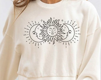 Sonne und Mond Celestial SVG PNG, Mystisches Crescent Design (Digitaler Download)