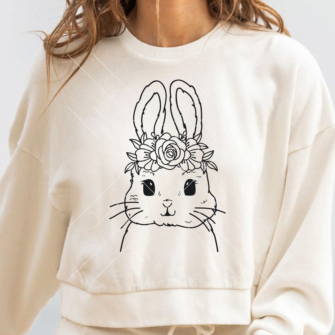 Floral Bunny Svg Png Dxf Pdf, Easter Bunny Svg, Happy Easter Svg ...