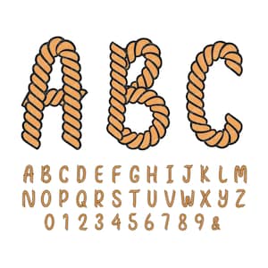 Letras de corda SVG PNG DXF, alfabeto de corda svg, pacote svg de fonte Western Cowboy Rope, fonte ocidental Svg, letras Cowboy Svg, fonte Western Cowboy