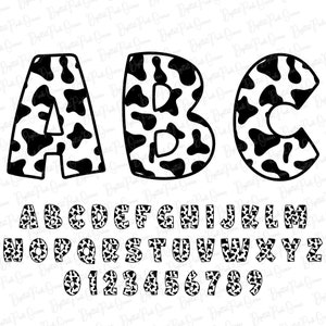 Cow Alphabet SVG bundle, Cow Numbers svg, Cow Letters svg, Birthday svg, Cow Print Letters, Svg, Cow Letters  Monogram, Trendy cow design