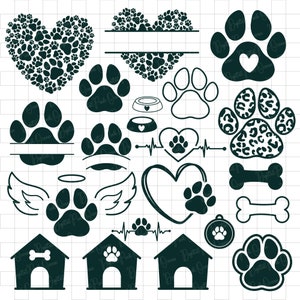 Paw Print SVG PNG DXF bundel, hond poot print SVG, hond poot SVG, poot SVG, hond moeder SVG, puppy SVG, hond poten SVG, hond SVG, Cricut & silhouet