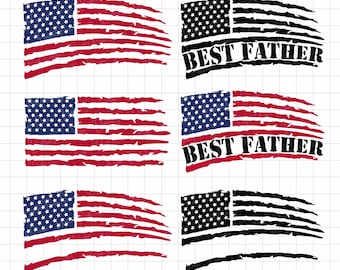 Distressed USA Flag SVG PNG Bundle, Patriotic 4th of July (Digital Download)